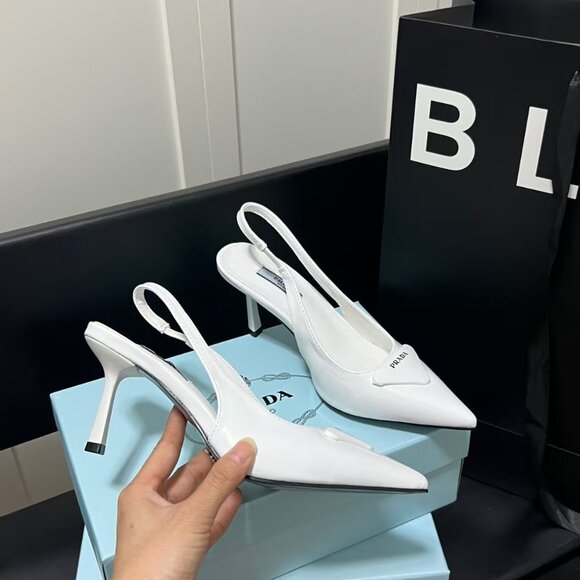 Prada Logo Heels - Picture 1 of 9